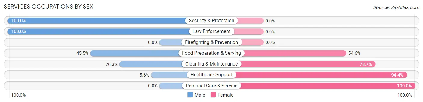 Services Occupations by Sex in Winnebago