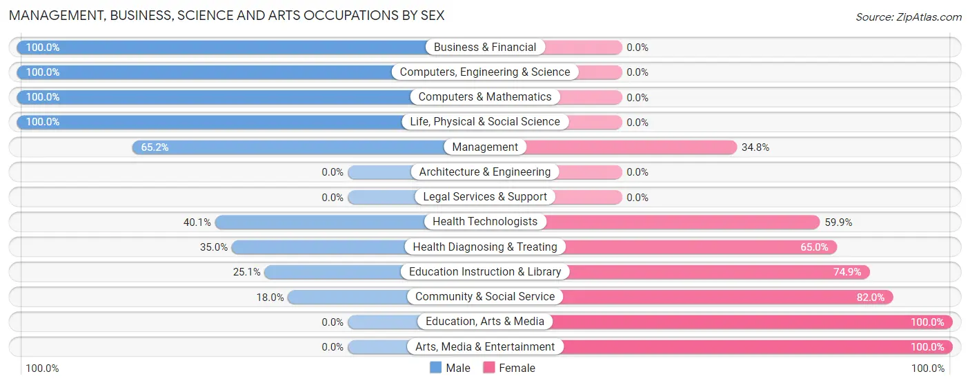 Management, Business, Science and Arts Occupations by Sex in Zumbrota