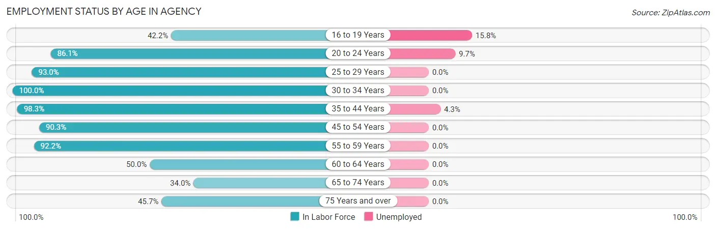 Employment Status by Age in Agency