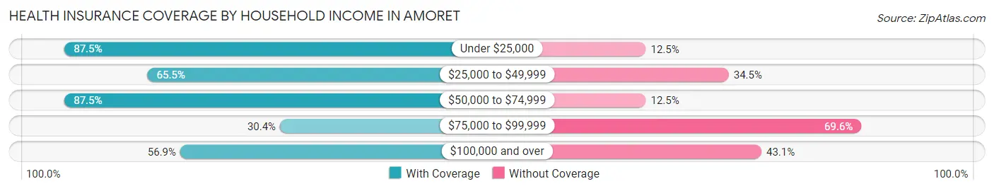 Health Insurance Coverage by Household Income in Amoret