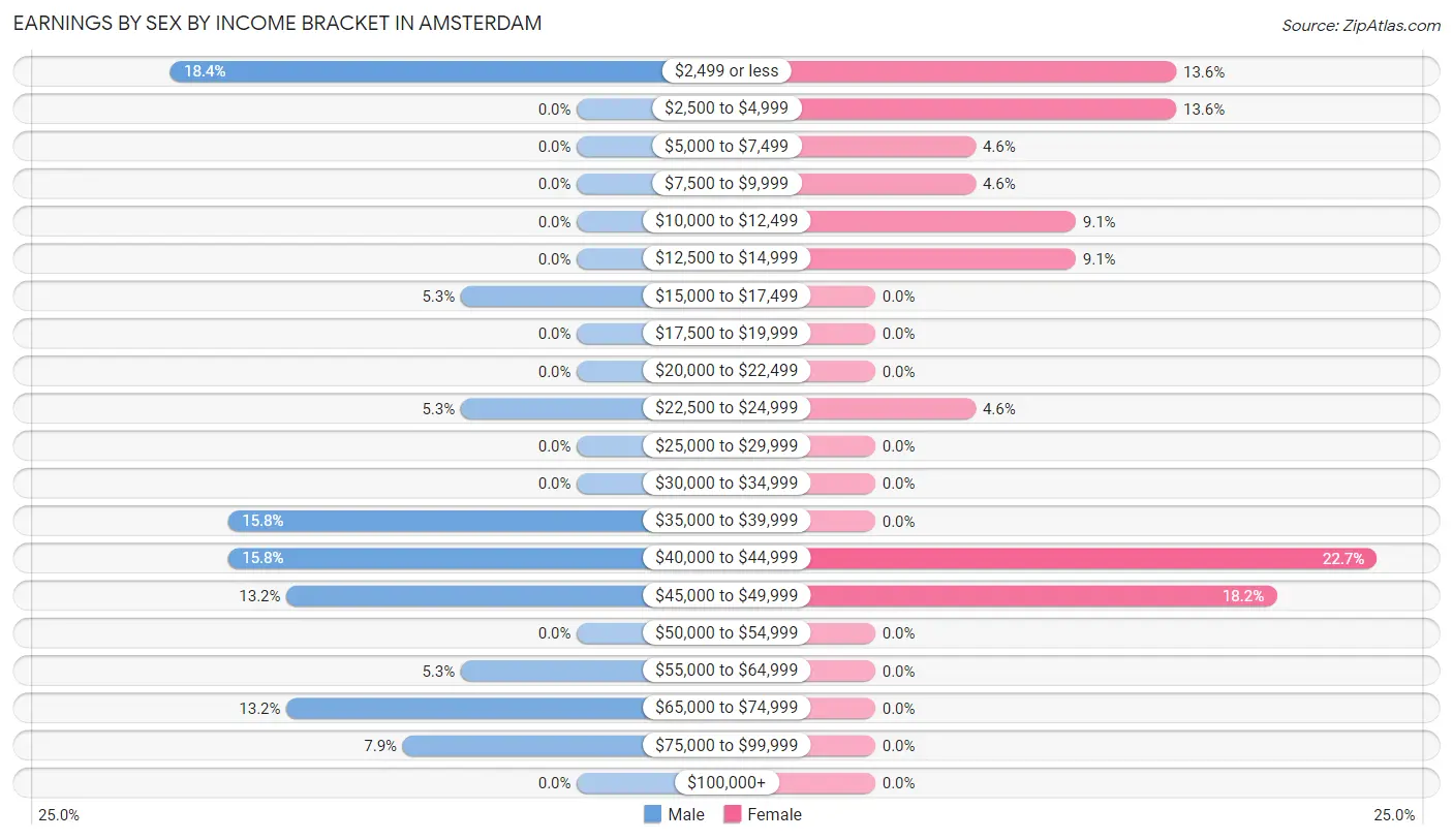 Earnings by Sex by Income Bracket in Amsterdam