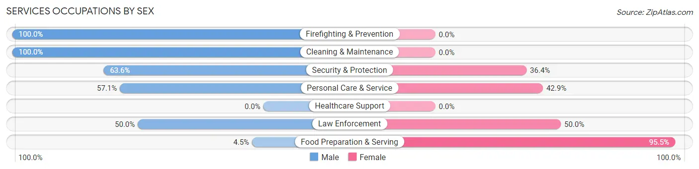 Services Occupations by Sex in Auxvasse
