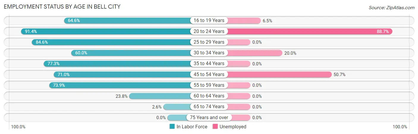 Employment Status by Age in Bell City