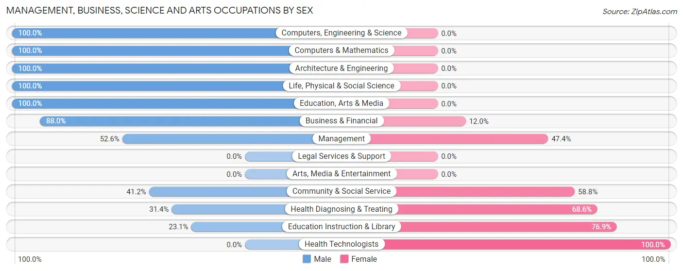 Management, Business, Science and Arts Occupations by Sex in Benton
