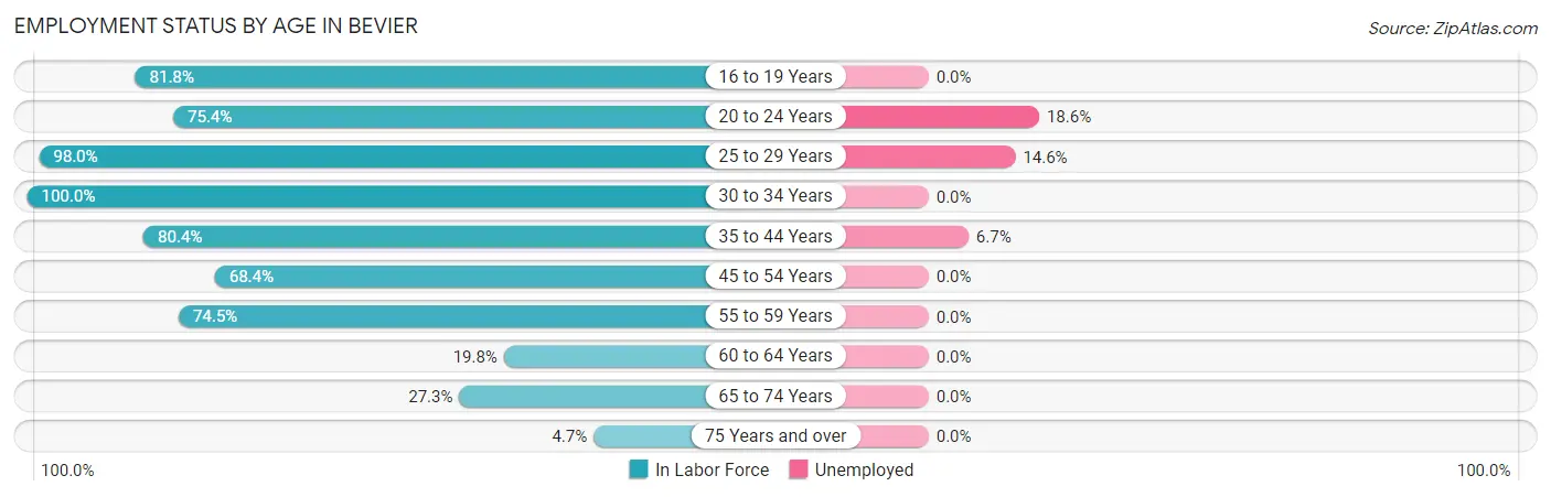 Employment Status by Age in Bevier