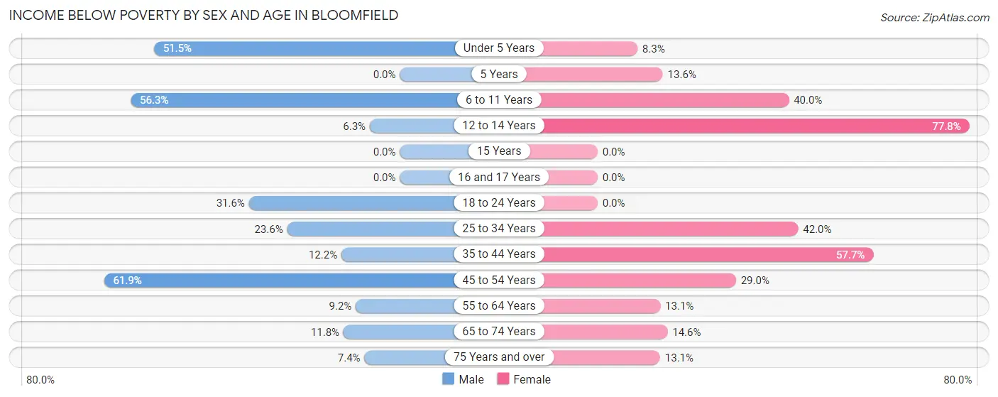 Income Below Poverty by Sex and Age in Bloomfield