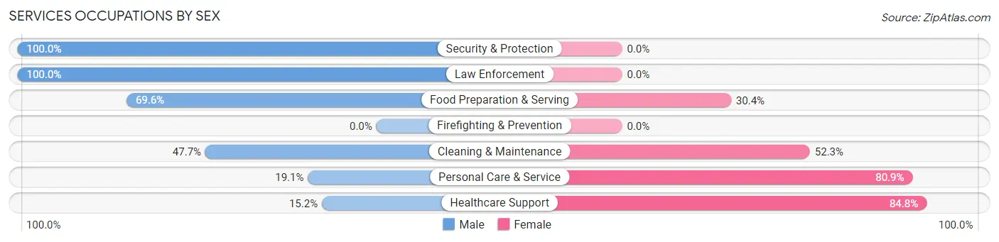 Services Occupations by Sex in Bolivar