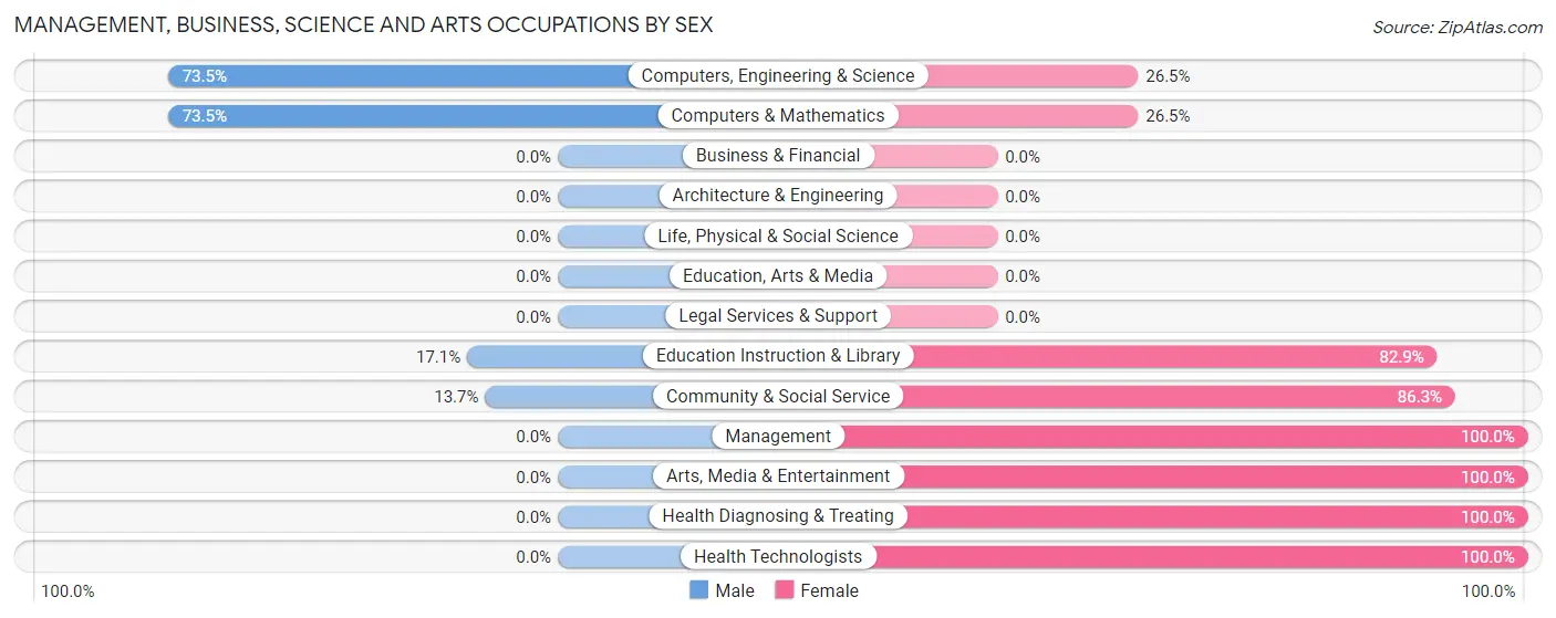Management, Business, Science and Arts Occupations by Sex in Bonne Terre
