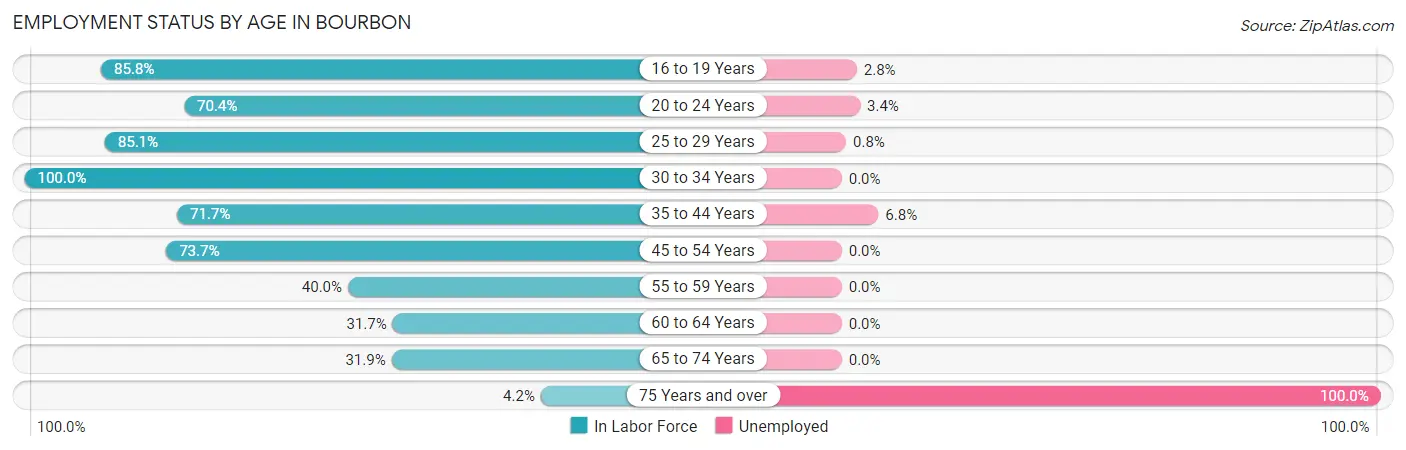 Employment Status by Age in Bourbon