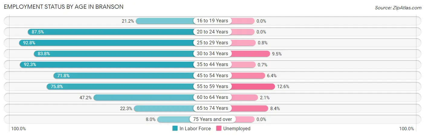 Employment Status by Age in Branson
