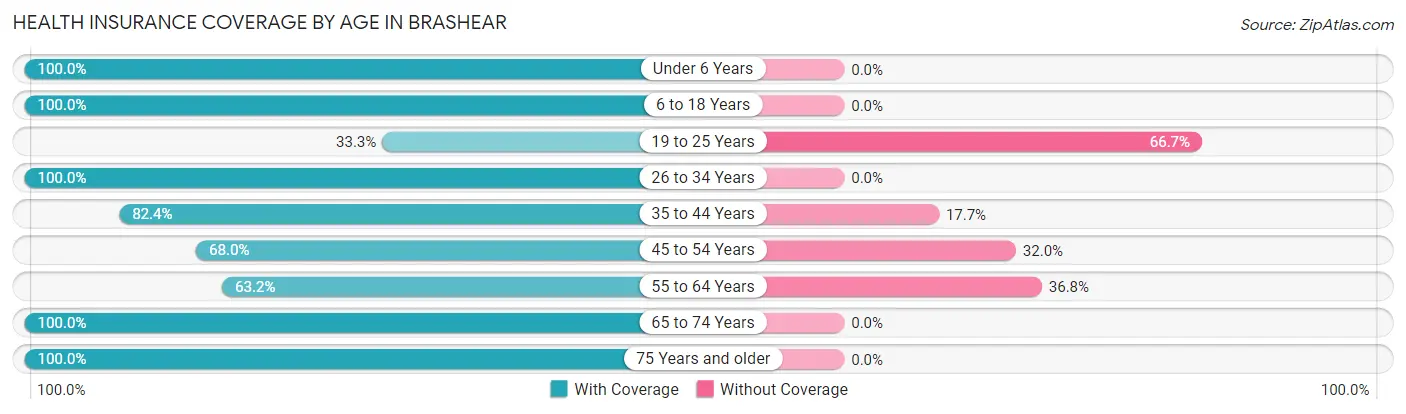 Health Insurance Coverage by Age in Brashear