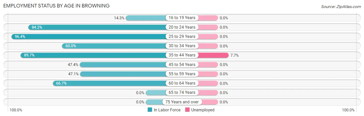 Employment Status by Age in Browning