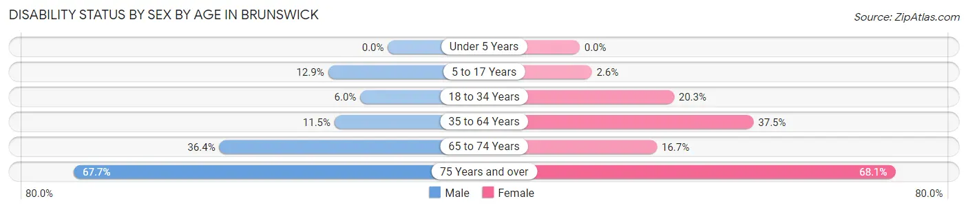 Disability Status by Sex by Age in Brunswick
