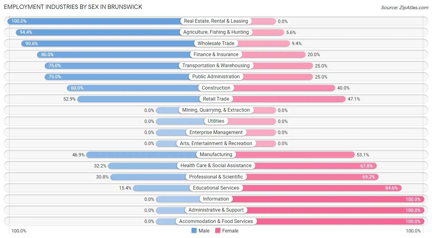 Employment Industries by Sex in Brunswick