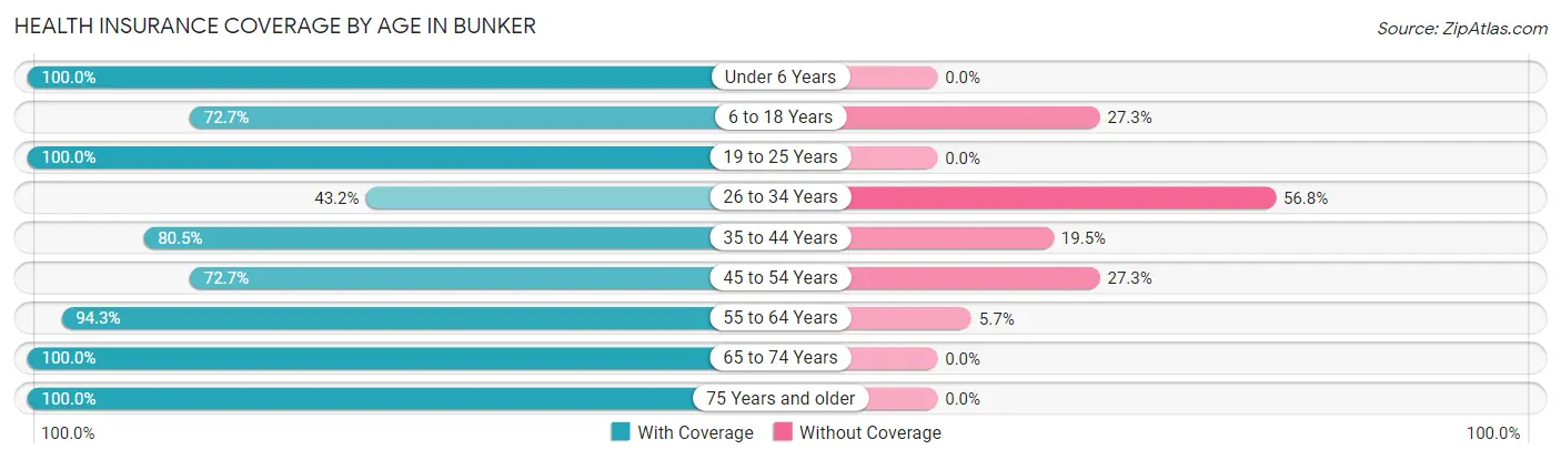 Health Insurance Coverage by Age in Bunker