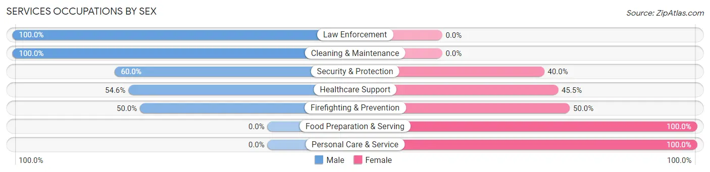 Services Occupations by Sex in Camden Point