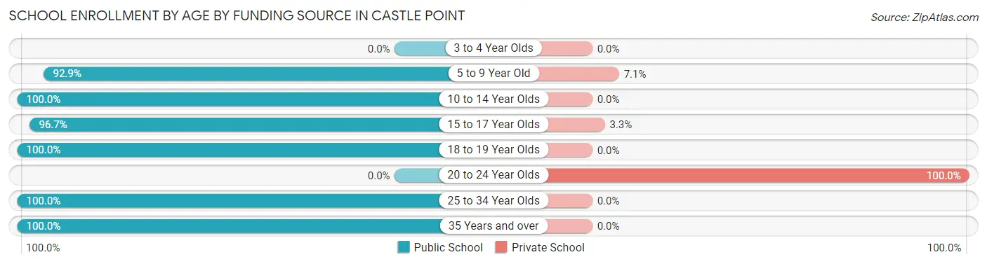 School Enrollment by Age by Funding Source in Castle Point