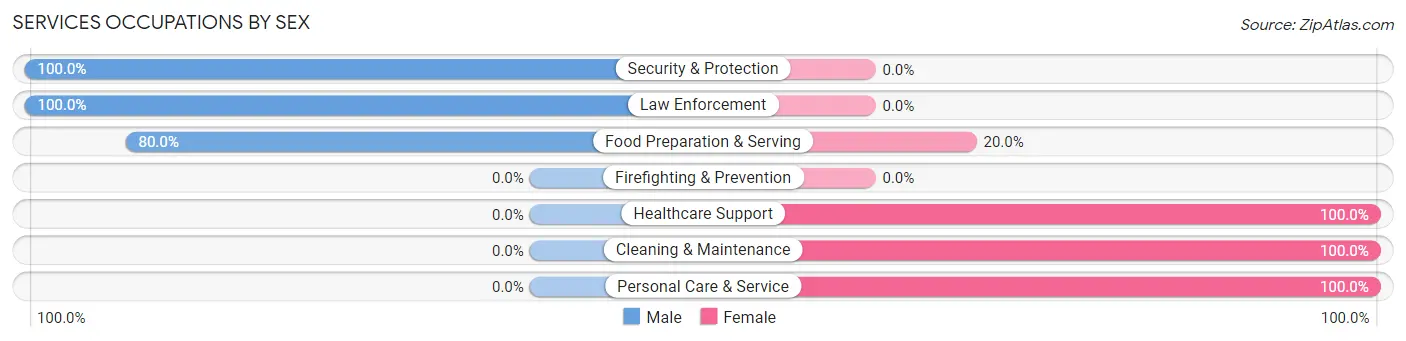 Services Occupations by Sex in Center