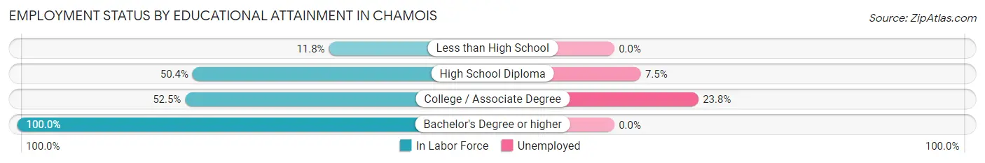 Employment Status by Educational Attainment in Chamois