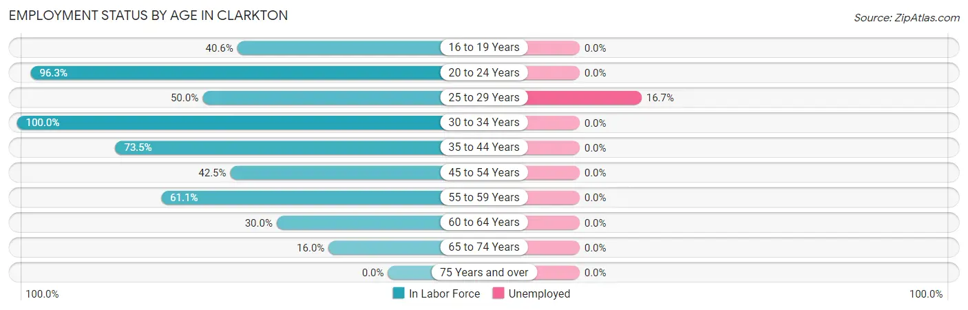 Employment Status by Age in Clarkton