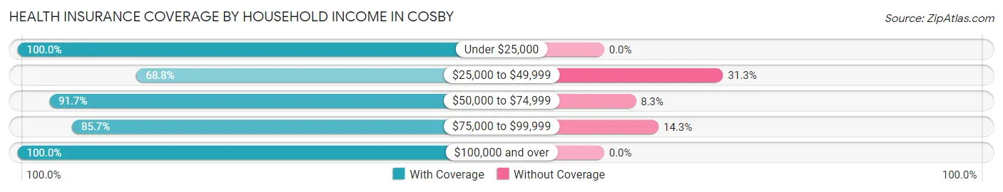 Health Insurance Coverage by Household Income in Cosby