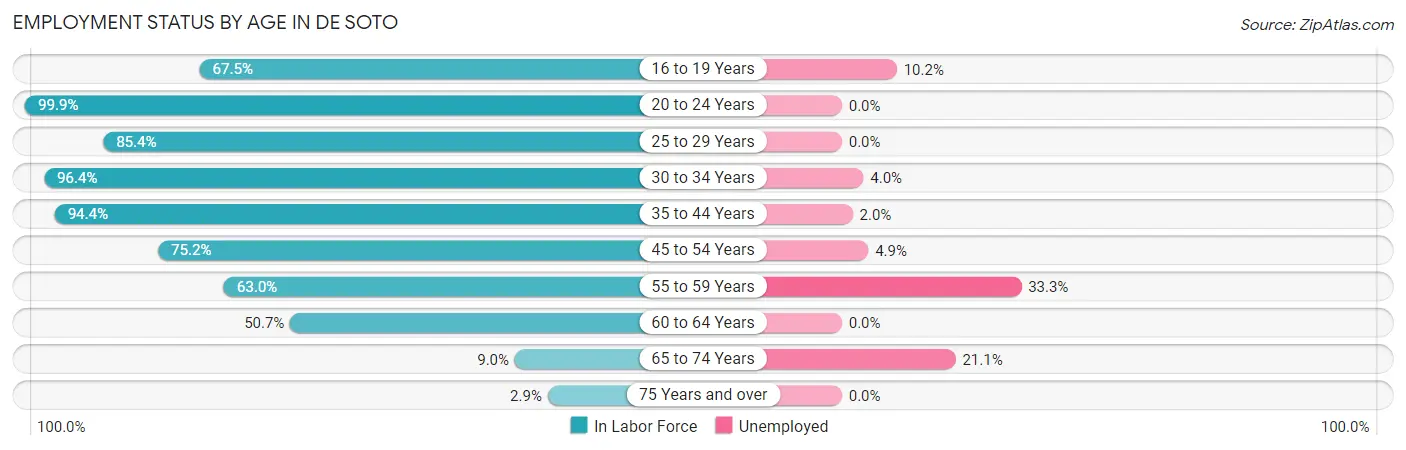 Employment Status by Age in De Soto