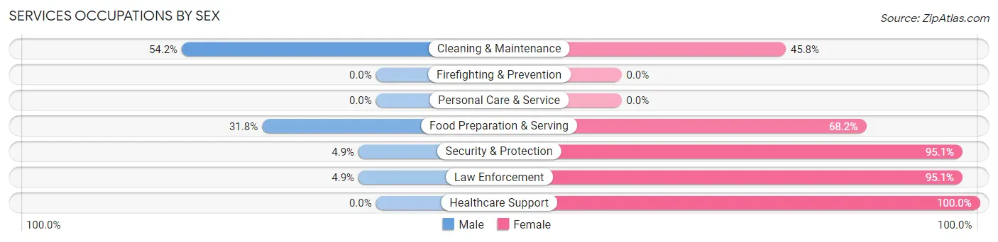 Services Occupations by Sex in De Soto