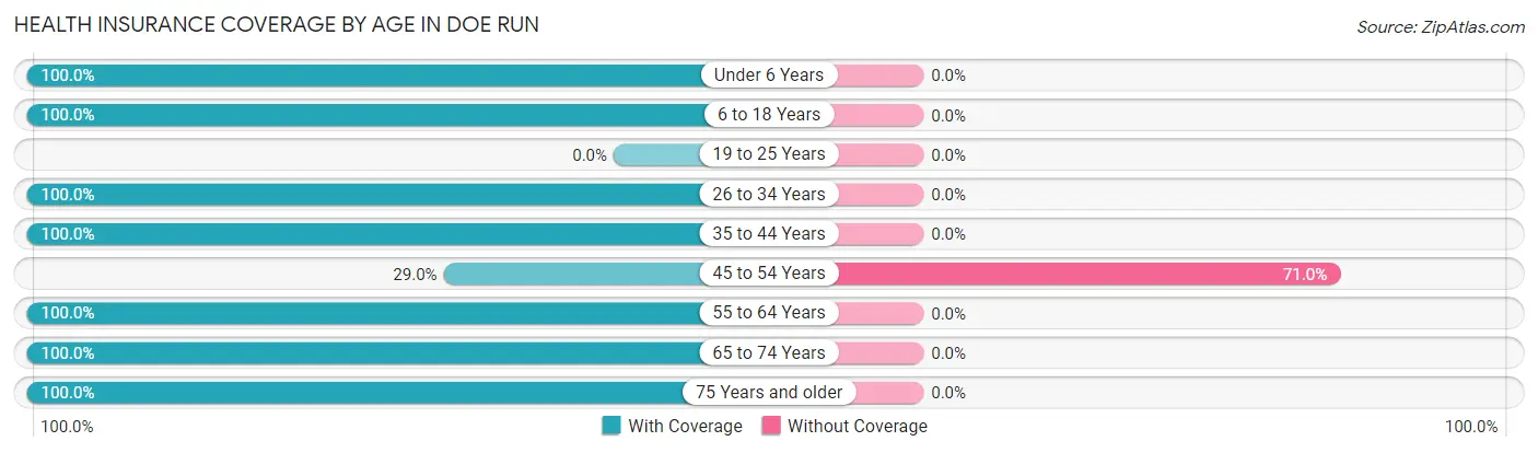 Health Insurance Coverage by Age in Doe Run