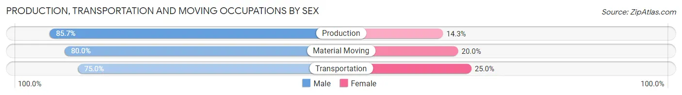 Production, Transportation and Moving Occupations by Sex in Downing