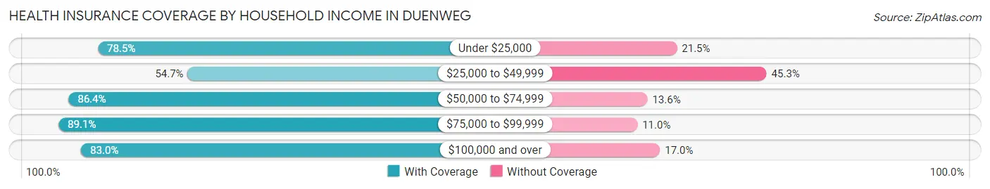 Health Insurance Coverage by Household Income in Duenweg
