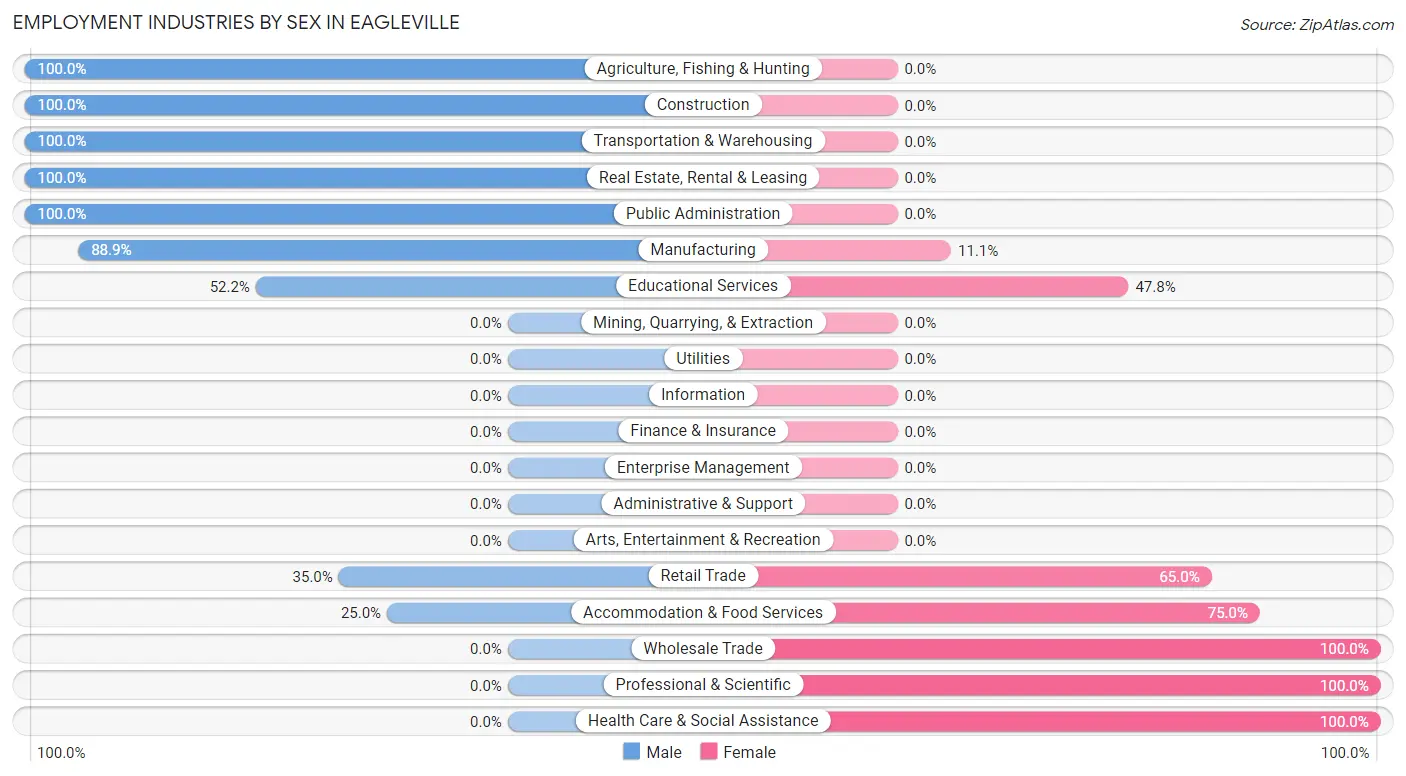 Employment Industries by Sex in Eagleville