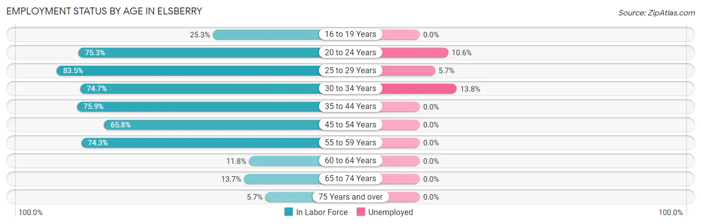 Employment Status by Age in Elsberry