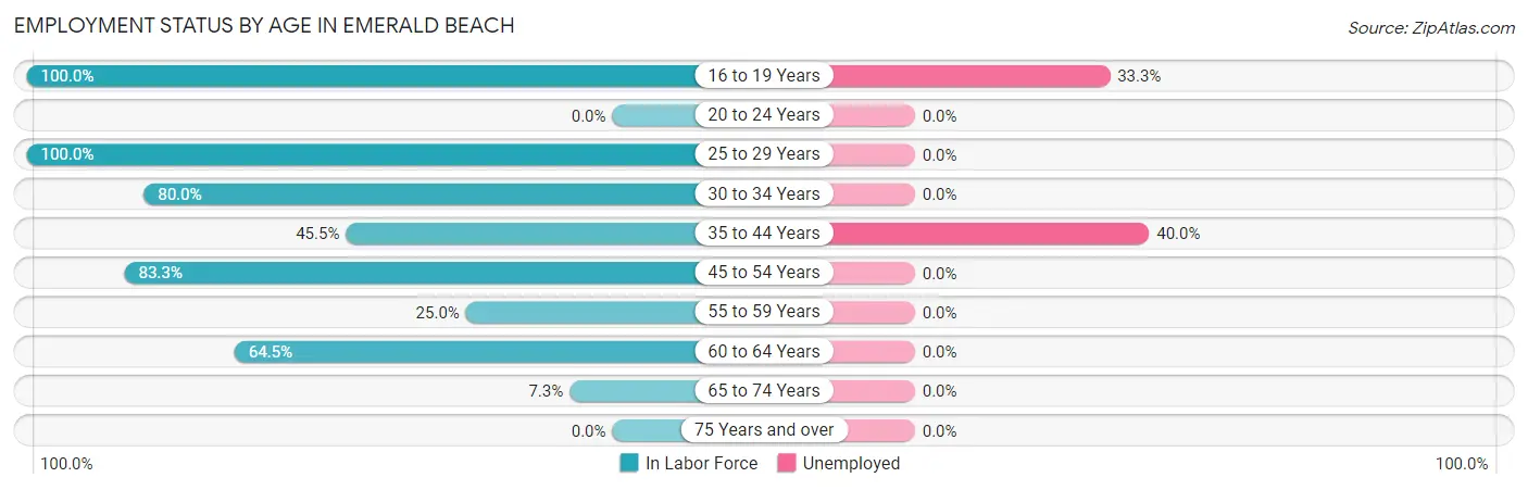 Employment Status by Age in Emerald Beach