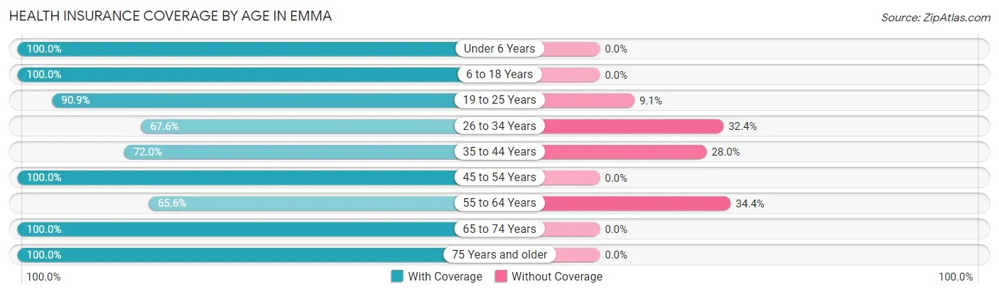 Health Insurance Coverage by Age in Emma