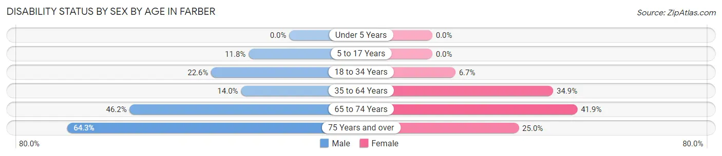 Disability Status by Sex by Age in Farber
