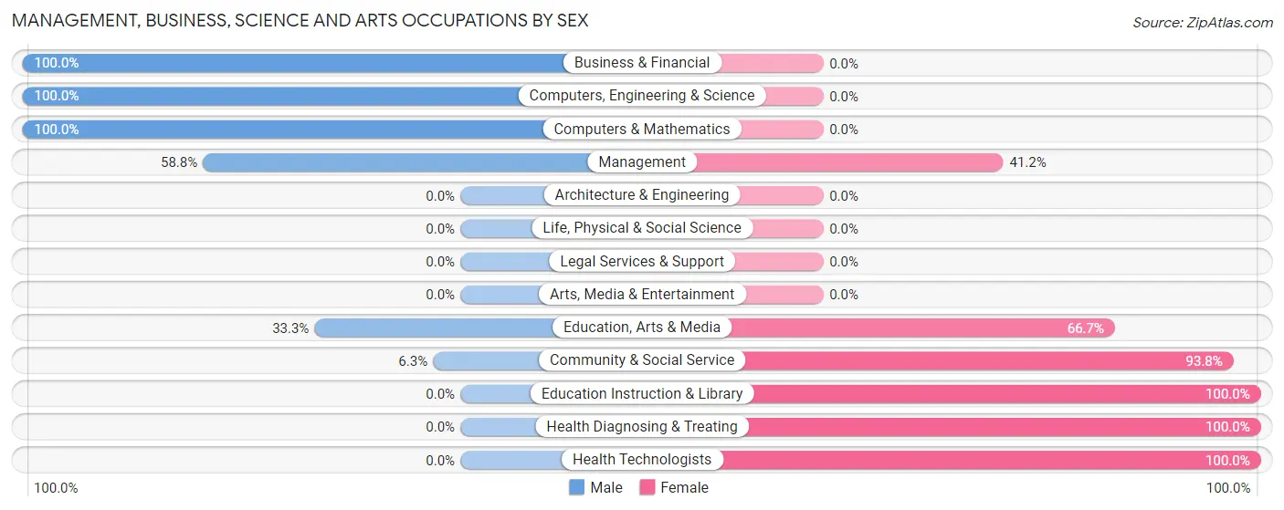 Management, Business, Science and Arts Occupations by Sex in Farber
