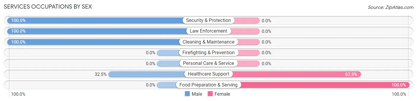 Services Occupations by Sex in Fredericktown