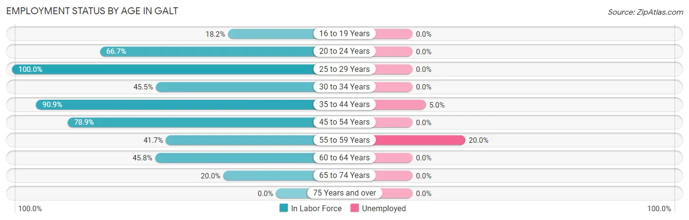 Employment Status by Age in Galt