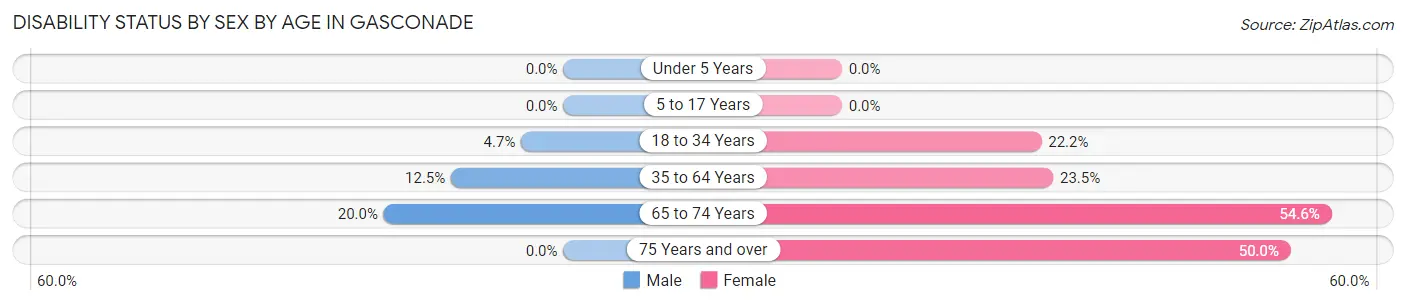 Disability Status by Sex by Age in Gasconade