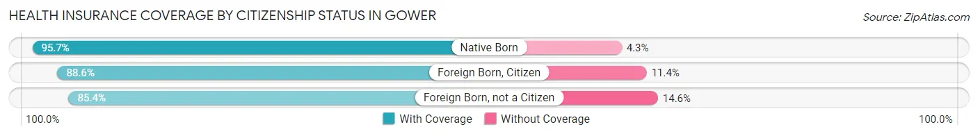 Health Insurance Coverage by Citizenship Status in Gower