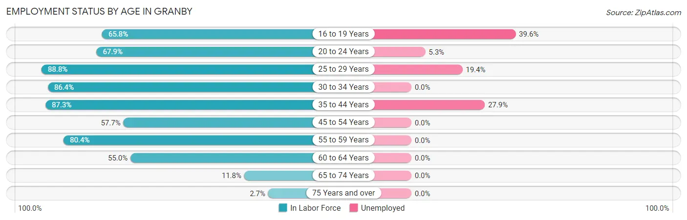 Employment Status by Age in Granby