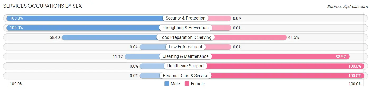 Services Occupations by Sex in Granby