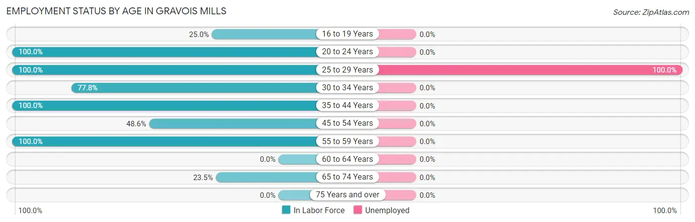 Employment Status by Age in Gravois Mills
