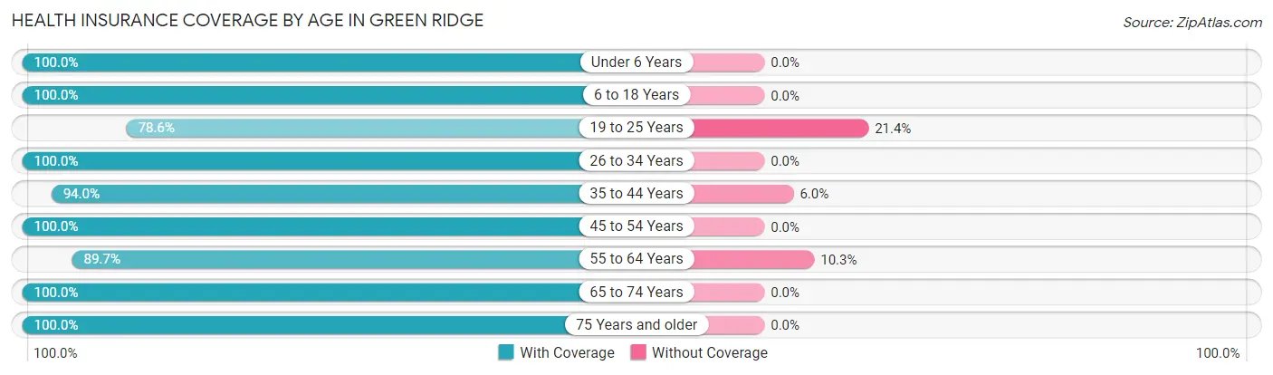 Health Insurance Coverage by Age in Green Ridge