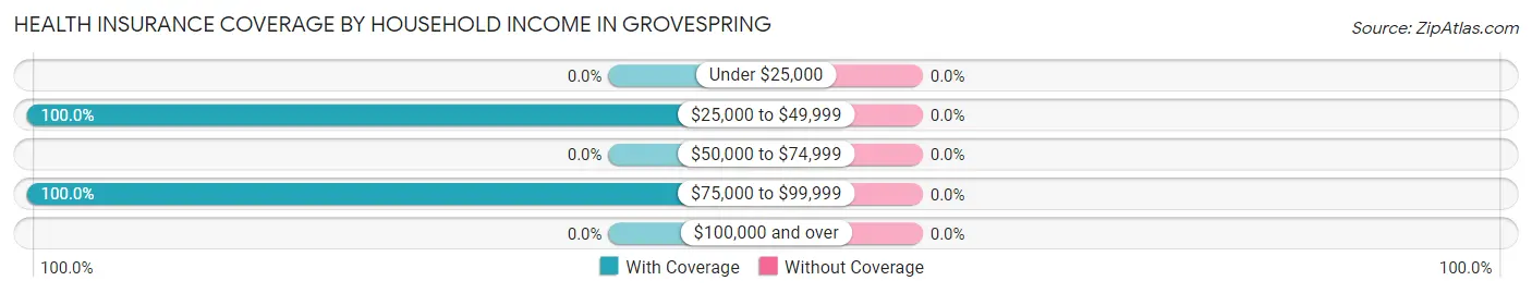 Health Insurance Coverage by Household Income in Grovespring
