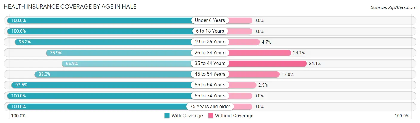 Health Insurance Coverage by Age in Hale