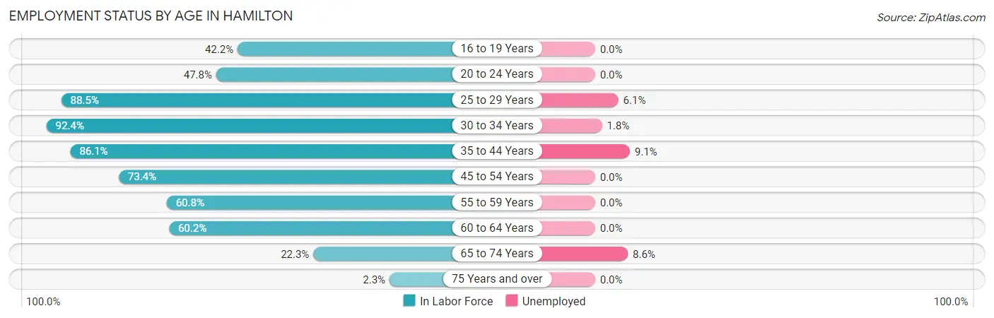 Employment Status by Age in Hamilton