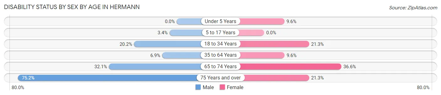 Disability Status by Sex by Age in Hermann