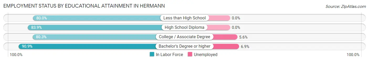 Employment Status by Educational Attainment in Hermann