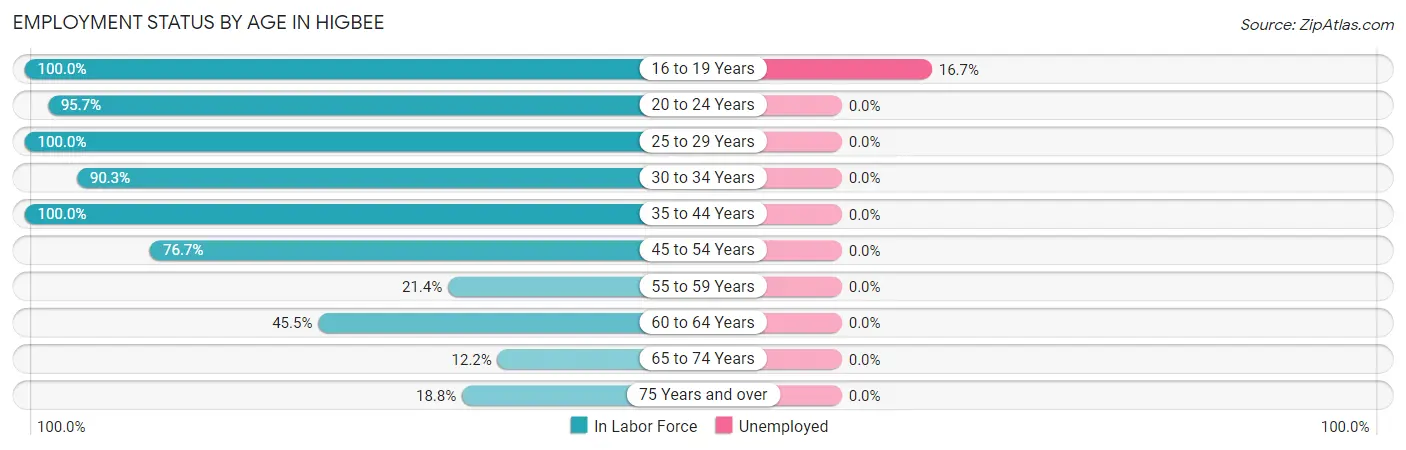 Employment Status by Age in Higbee